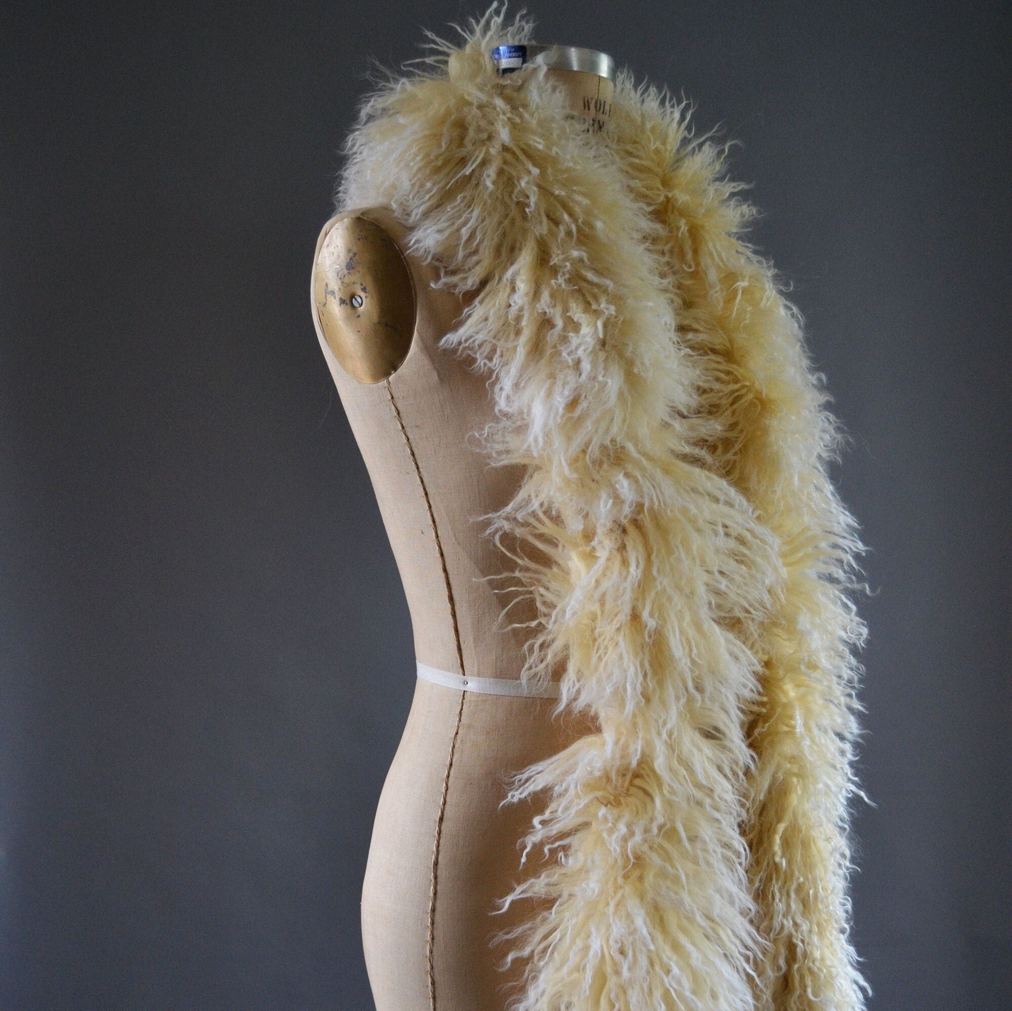 Tibetan Lamb Boa - Mongolian Fur Scarf - Genuine shearling fur collar